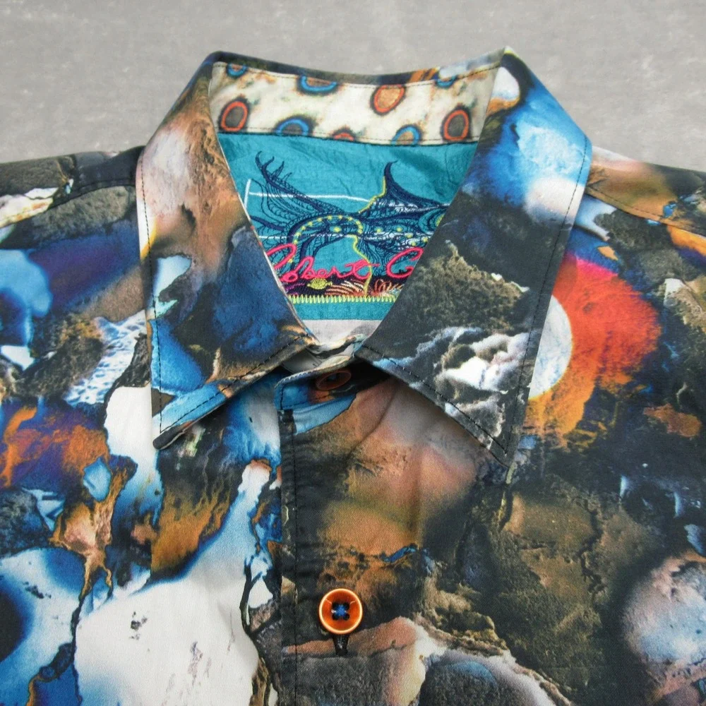 Robert Graham Shirt Mens XL Blue Abstract Classic Flip Cuff Button Down VTG Rare - Picture 3 of 16